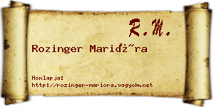 Rozinger Marióra névjegykártya